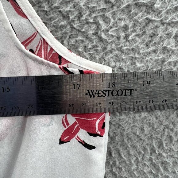 Worthington Women Top Medium White Floral Sleeveless Keyhole Back Shirt‎ - Picture 7 of 8
